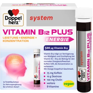 Abbildung der Produktverpackung Doppelherz system VITAMIN B12 PLUS ENERGIE Frontansicht